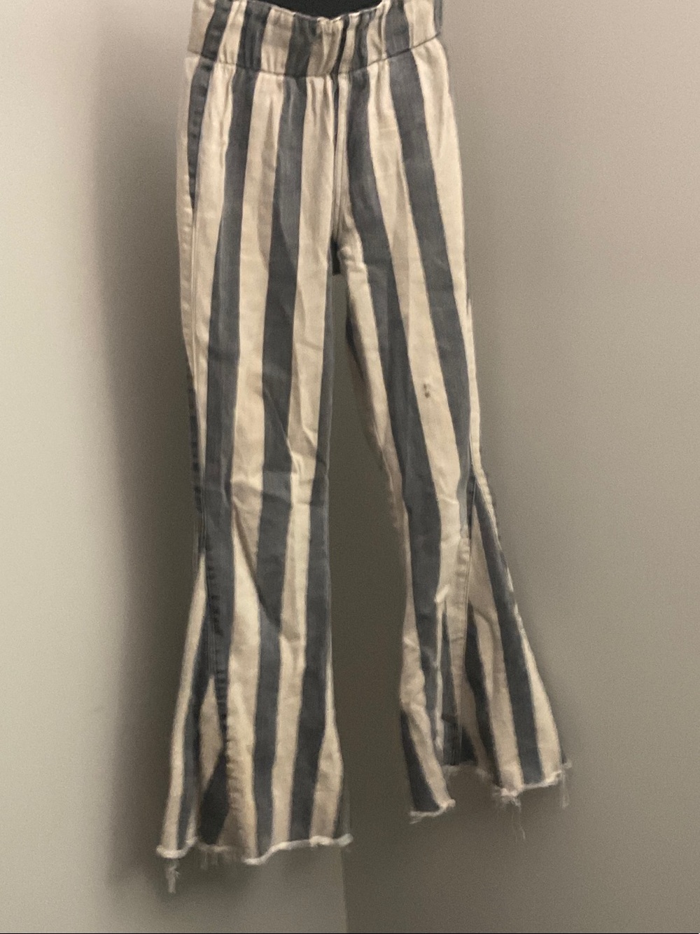 Striped Blue and White Wide-Leg Jeans